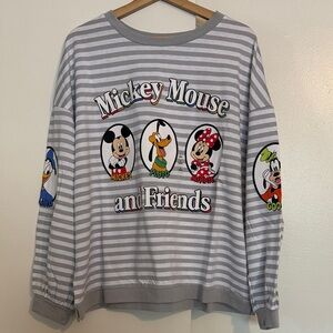 Disney Gray Striped Mickey Mouse Top NWT